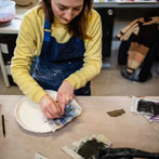 Rebecca Brown working in her studio 2019